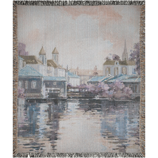 Impressionism Landscape Oil Painting  -100% Cotton Jacquard Woven Throw Blanket
