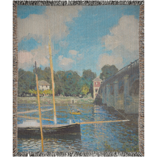 The Boat by Claude Monet  -100% Cotton Jacquard Woven Throw Blanket