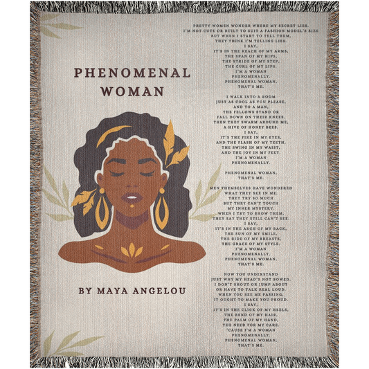 Phenomenal Woman By Maya Angelou - -100% Cotton Jacquard Woven Throw Blanket