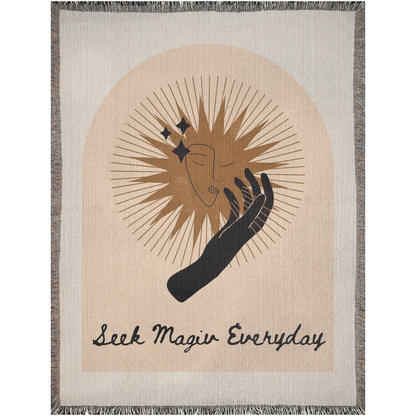 Seek Magic Everyday  -100% Cotton Jacquard Woven Throw Blanket