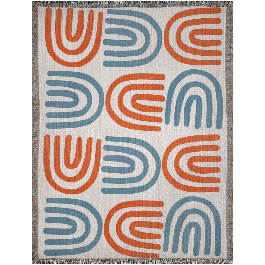 Sings & Sigma - Tangerine  -100% Cotton Jacquard Woven Throw Blanket
