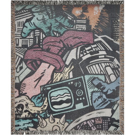 1984 Street Art  -100% Cotton Jacquard Woven Throw Blanket