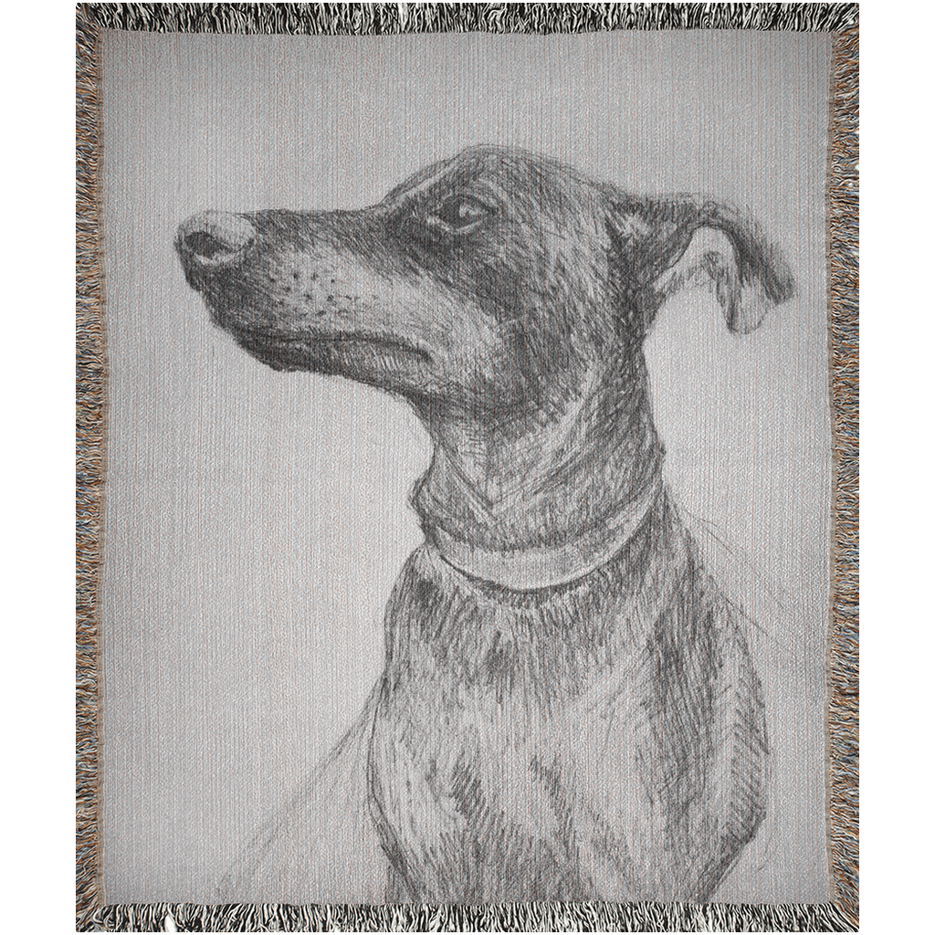 A Dog's Portrait  -100% Cotton Jacquard Woven Throw Blanket