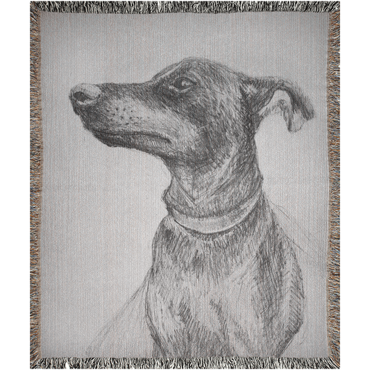 A Dog's Portrait  -100% Cotton Jacquard Woven Throw Blanket