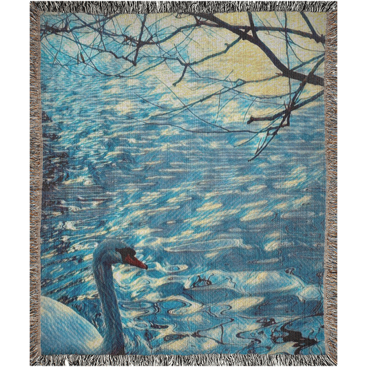 Mute Swan Cygnus Olor by Van Gogh  -100% Cotton Jacquard Woven Throw Blanket