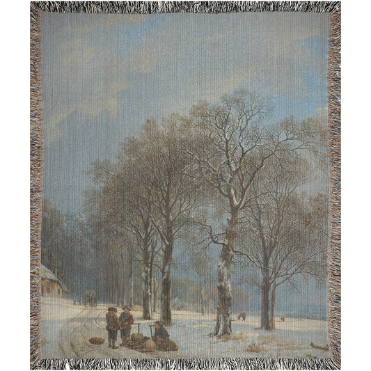 A Beautiful Snowy Day  -100% Cotton Jacquard Woven Throw Blanket