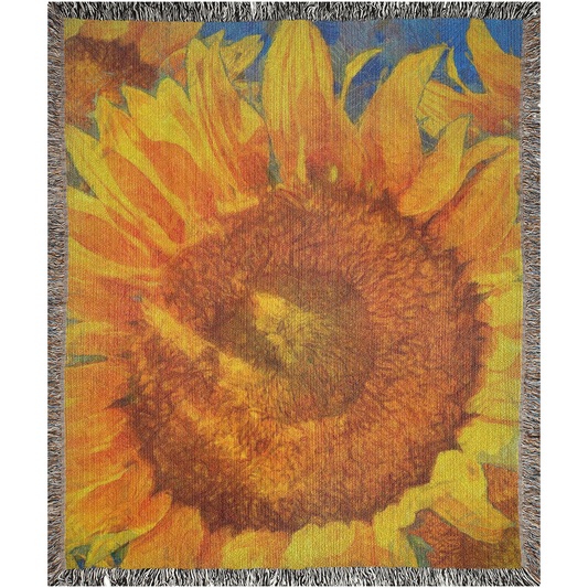 Sunflower By Van Gogh  -100% Cotton Jacquard Woven Throw Blanket