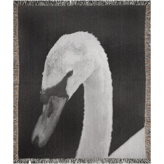 Beautiful as a Swan  -100% Cotton Jacquard Woven Throw Blanket