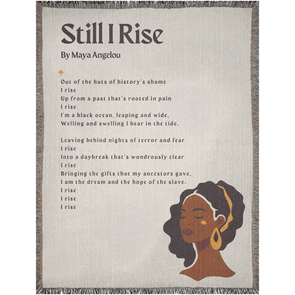 Still I Rise Poem By Maya Angelou  -100% Cotton Jacquard Woven Throw Blanket