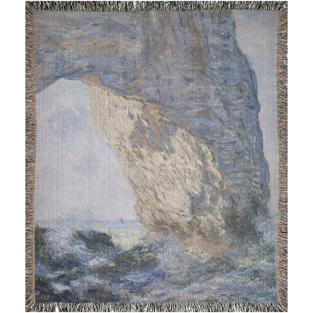 Manneporte By Claude Monet  -100% Cotton Jacquard Woven Throw Blanket