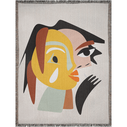 My Many faces  -100% Cotton Jacquard Woven Throw Blanket