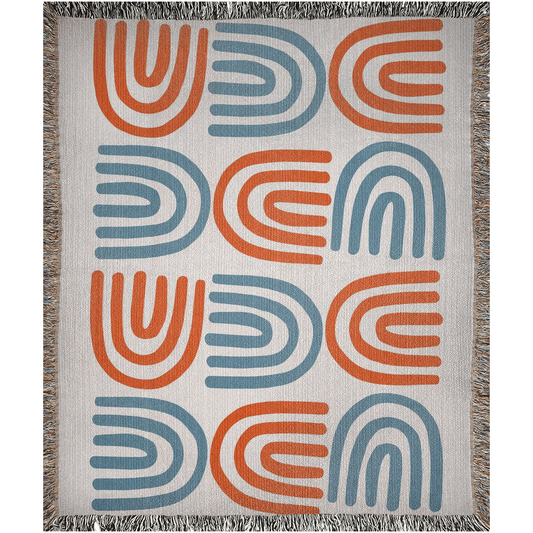 Sings & Sigma - Tangerine  -100% Cotton Jacquard Woven Throw Blanket