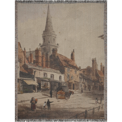 1888 Cityscape  -100% Cotton Jacquard Woven Throw Blanket
