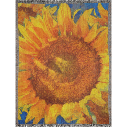 Sunflower By Van Gogh  -100% Cotton Jacquard Woven Throw Blanket