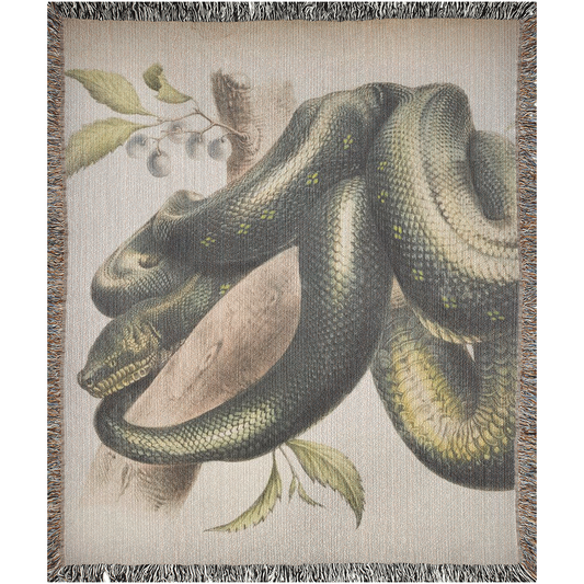 The Serpent Vintage  -100% Cotton Jacquard Woven Throw Blanket