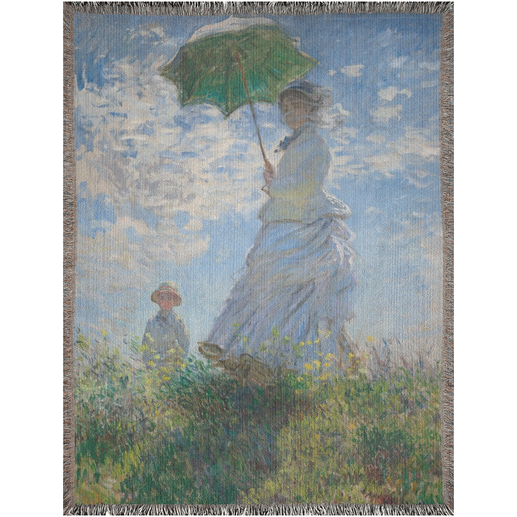Woman & Child Claude Monet  -100% Cotton Jacquard Woven Throw Blanket