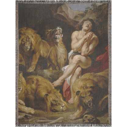 Daniel in The Lion Den  -100% Cotton Jacquard Woven Throw Blanket
