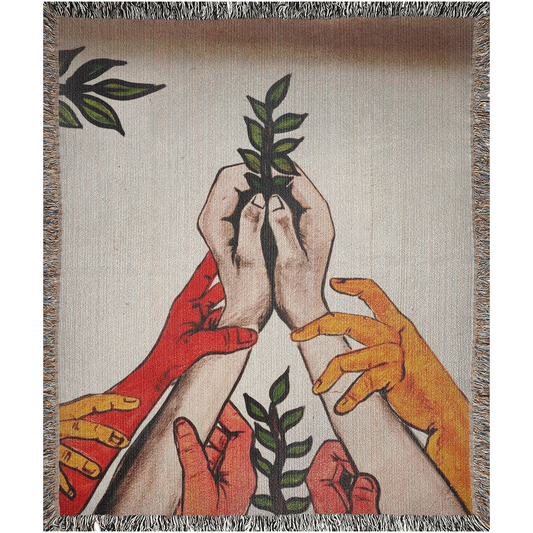 United For Peace  -100% Cotton Jacquard Woven Throw Blanket