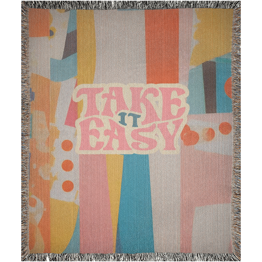 Take It Easy  -100% Cotton Jacquard Woven Throw Blanket