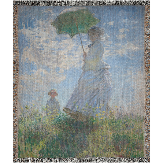 Woman & Child Claude Monet  -100% Cotton Jacquard Woven Throw Blanket