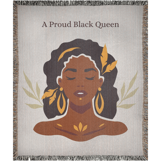 A Proud Black Queen  -100% Cotton Jacquard Woven Throw Blanket