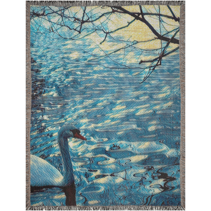 Mute Swan Cygnus Olor by Van Gogh  -100% Cotton Jacquard Woven Throw Blanket